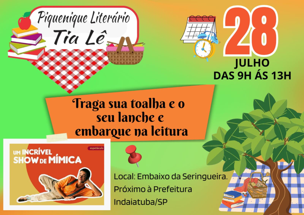 Dica em Indaiatuba: 6ª edição do Piquenique Literário da Tia Lê