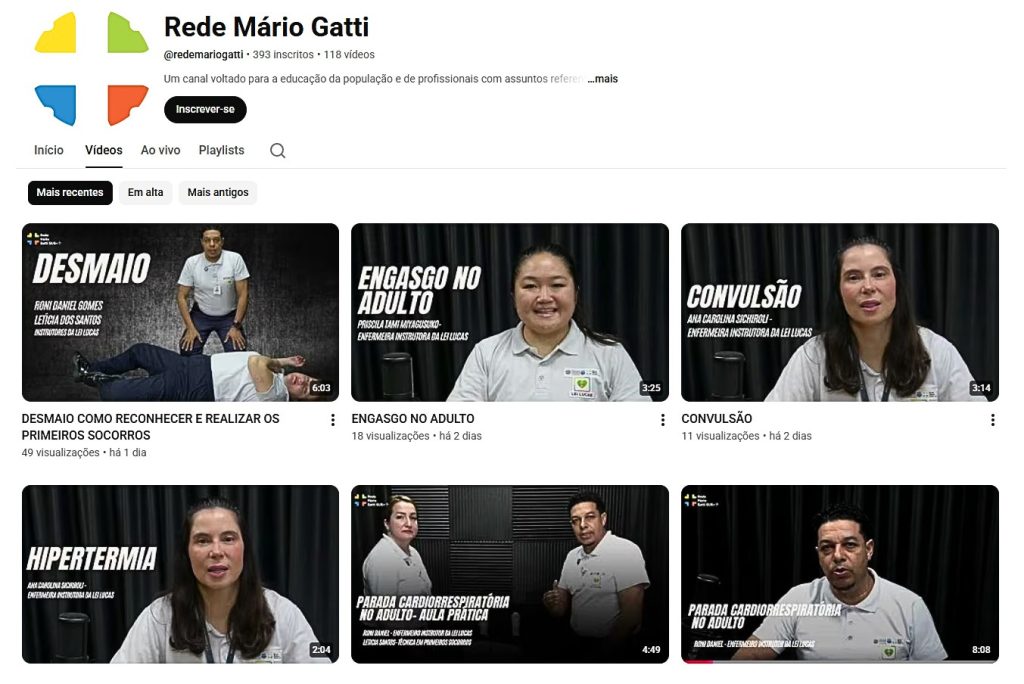 Conhecimento que salva vidas: Rede Mário Gatti  aposta em videoaulas para ensinar primeiros socorros à população